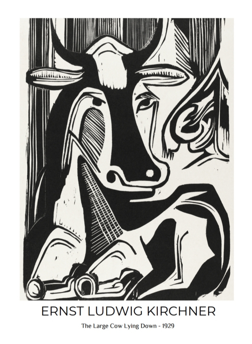 Ernst Ludwig Kirchner - The large Cow lying down, 70 x 100 cm - Billede 3