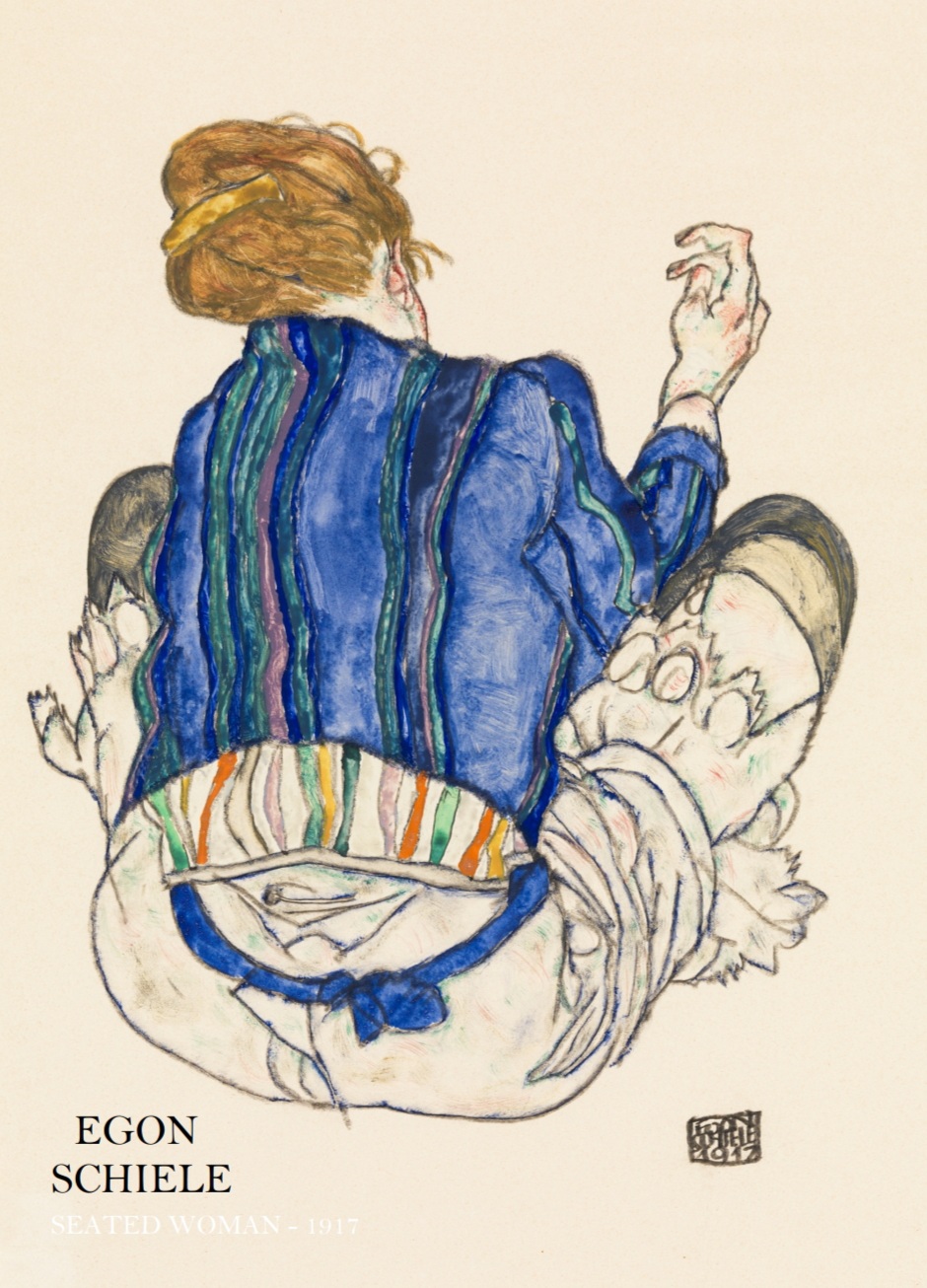 Egon Schiele, Seated Girl, A4, 21 x 29.7cm
