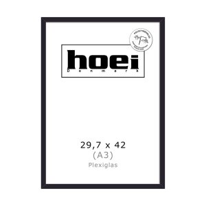 Sort træramme Str. A3, 29,7 x 42 cm, med plexiglas