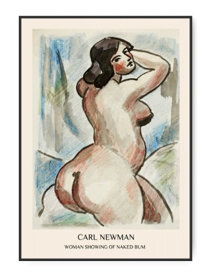 Carl newman - Woman showing of naked bum, 70 x 100 cm