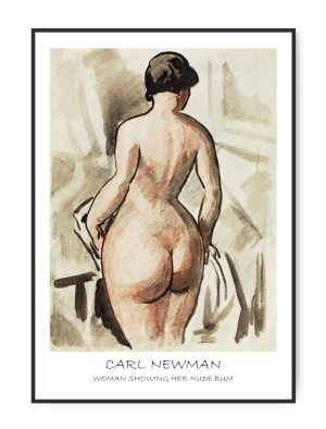 Carl Newman - Woman showing her nude bum, 70 x 100 cm plakat