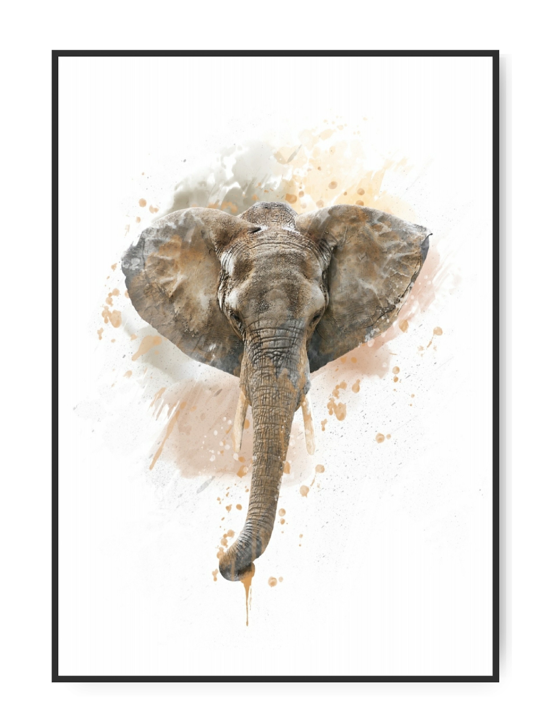 Elefant art, plakat Str. A3. MÄl 29,7 x 42 cm. Trykt pÄ 170 gram silk plakatpapir Eks. fragt Sendes indenfor 1-4 dage med GLS uden omdeling.