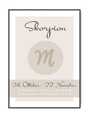 Stjernetegn Skorpion, plakat Str. A3 Mål 29,7 x 42 cm Trykt på 170 gram silk plakatpapir Eks. fragt Sendes indenfor 1-4 dage med GLS uden omdeling.
