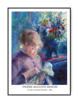Renoir - Young woman sewing 1879, 50 x 70 cm plakat