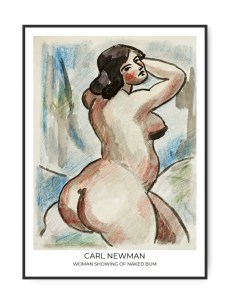Carl Newman, Woman showing of naked bum, A3 29,7 x 42 cm plakat