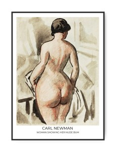 Carl Newman, Woman showing of her nude bum, A3 29,7 x 42 cm plakat