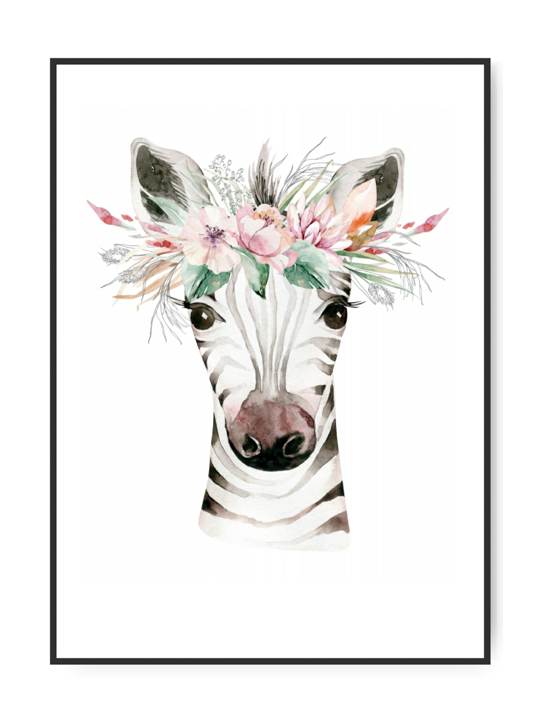 Zebra Blomster, 50 x 70 cm plakat