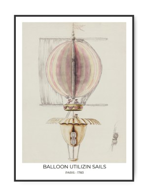 Balloon Utilizin - Paris 1783, 50 x 70 cm plakat