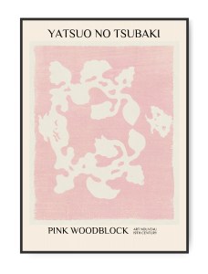 Yatsuo No Tsubaki, Pink woodblock, 50 x 70 cm plakat