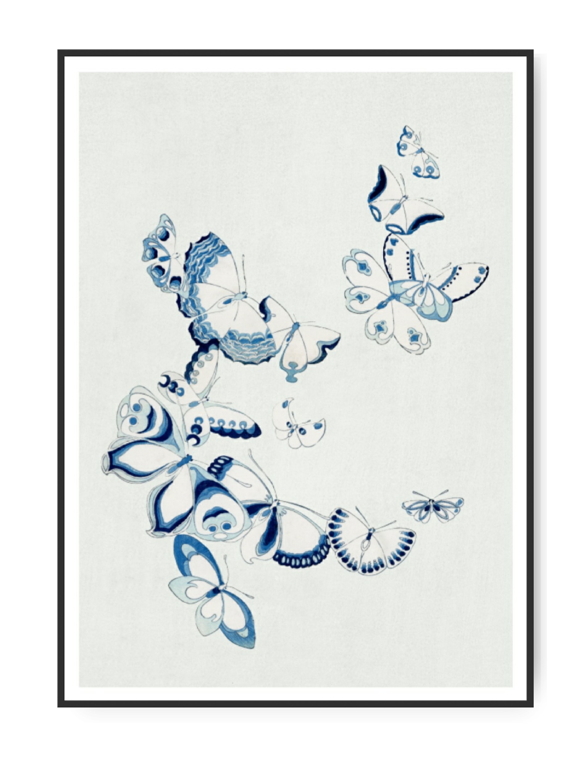 Kamisaka - Butterflies, A4 21 x 30 cm plakat