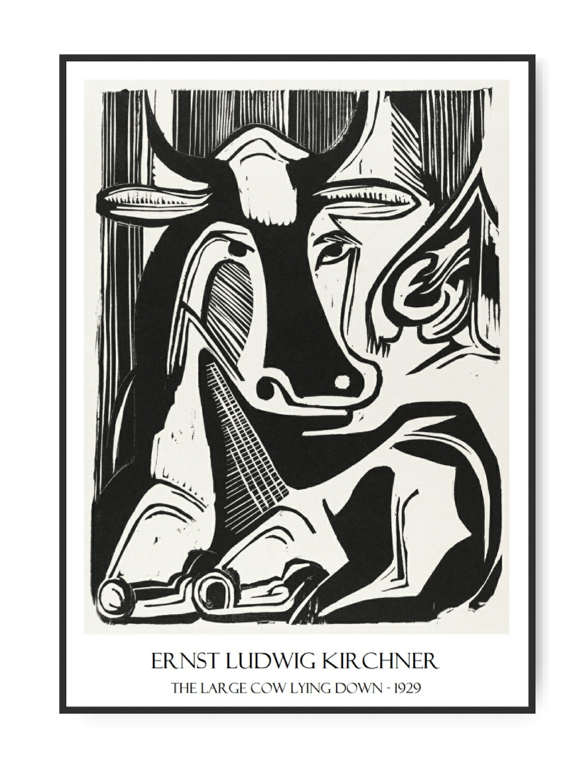 Ernst Ludwig Kirchner, - The large cow lying down 1929, A4 21 x 30 cm plakat