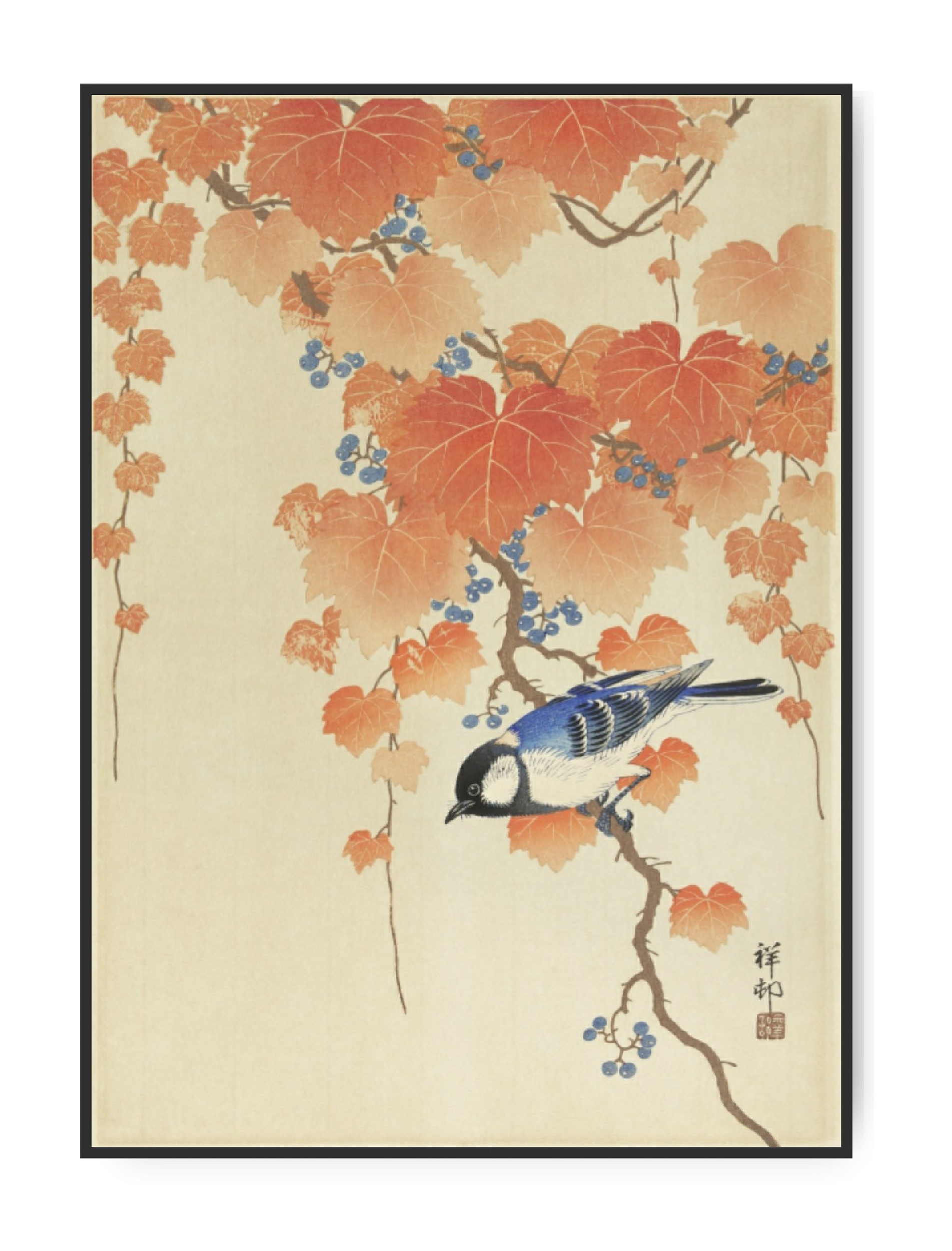 Ohara Koson, Great Tit Branch, A4 21 x 30 cm plakat