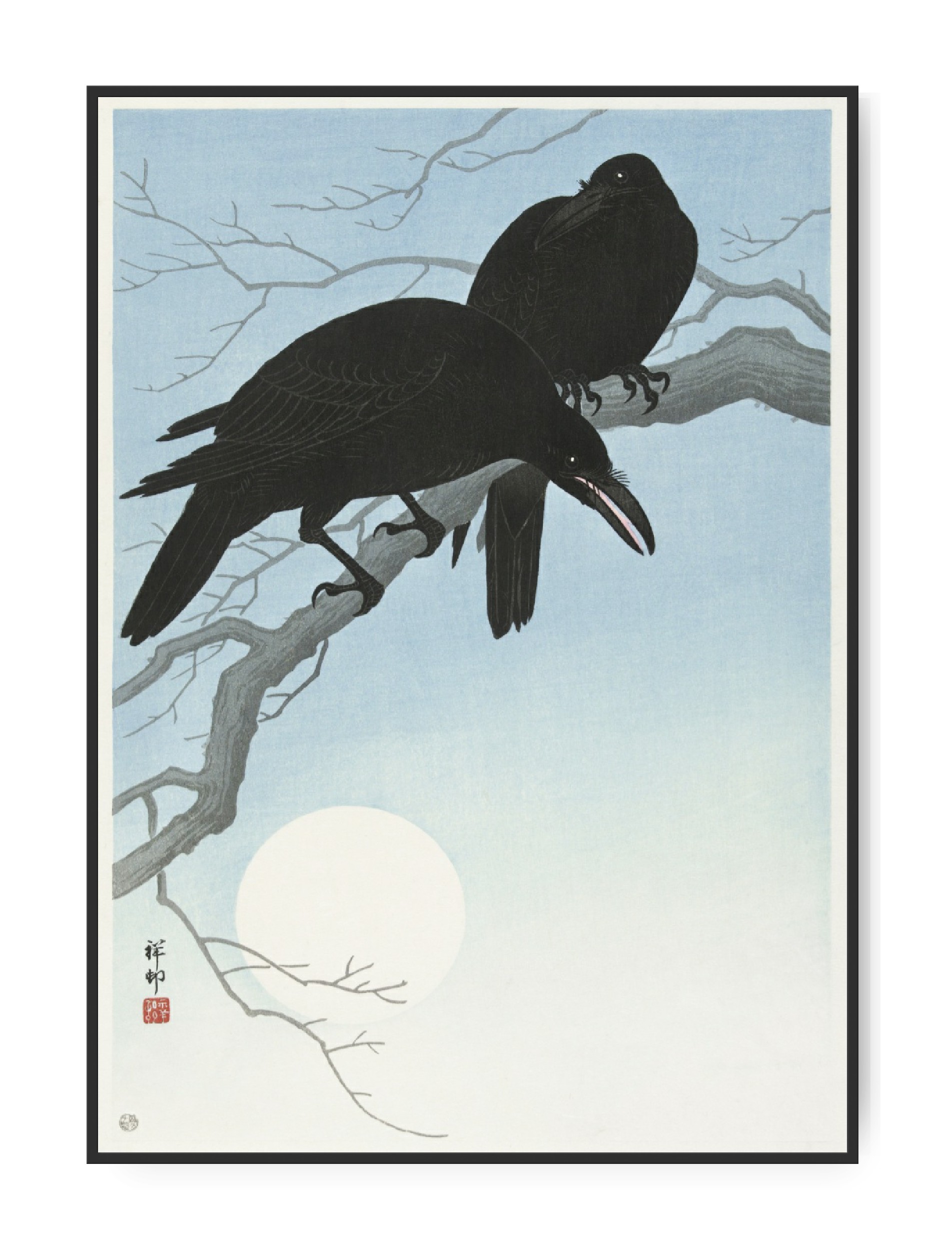 Ohara Koson, Two Crows on a branch 1927, A3 30 x 42 cm plakat