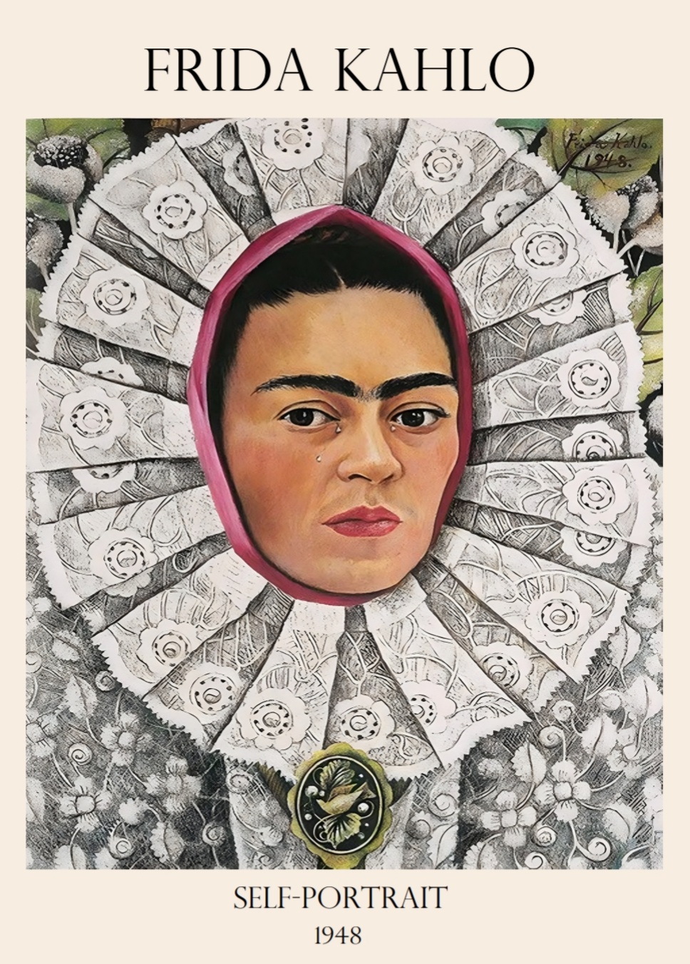 Frida Kahlo - Self-portrait, 50x70 cm plakat - Billede 3