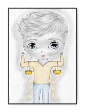 Stjernetegn Vægten Dreng, A3 30 x 42 cm