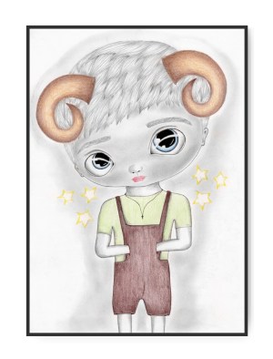 Stjernetegn Vædderen Dreng, A3 30 x 42 cm