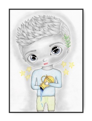 Stjernetegn Vandmanden Dreng, A3 30 x 42 cm