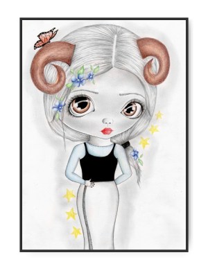 Stjernetegn Vædderen Pige, A3 30 x 42 cm