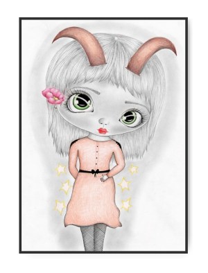 Stjernetegn Stenbukken Pige, A3 30 x 42 cm