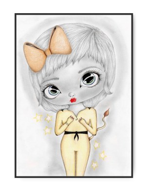 Stjernetegn Løven Pige, A3 30 x 42 cm