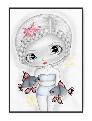 Stjernetegn Fisken pige, A3 30 x 42 cm