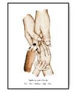 Familie - Mor, far, 2 børn og 1 hund , valgfri navne og tekst