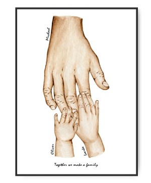 Far og 2 børn, valgfri navne og tekst