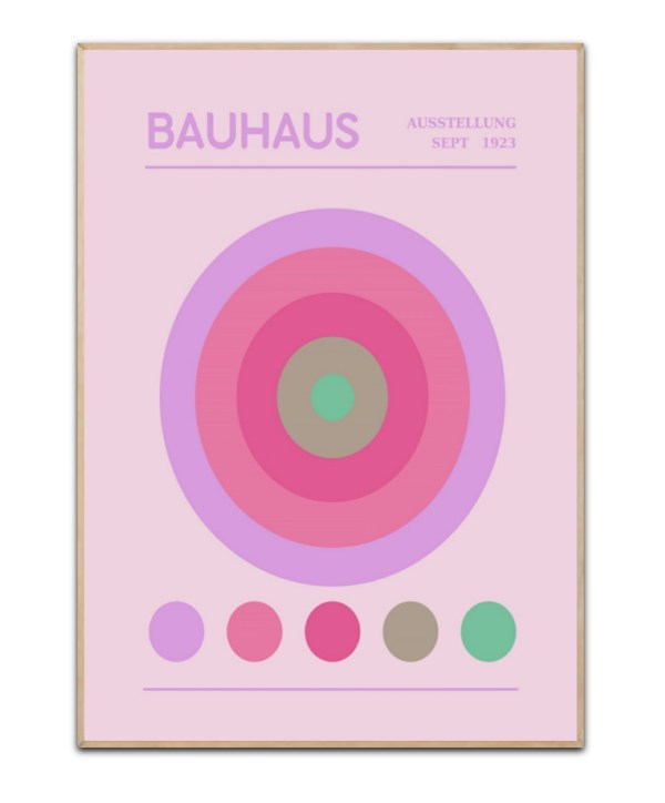 Bauhaus Cirkel lilla/pink - 50x70 cm plakat
