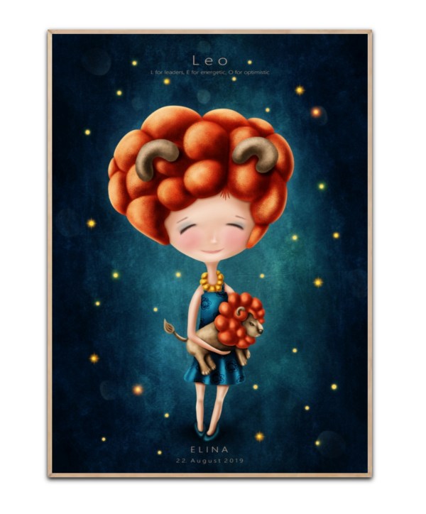 Stjernetegn Løven pige, med valgfrit navn og Dato