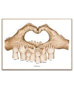 Bedsteforældre hjerte - Bedstemor, bedstefar og 7 børnebørn, valgfri navne