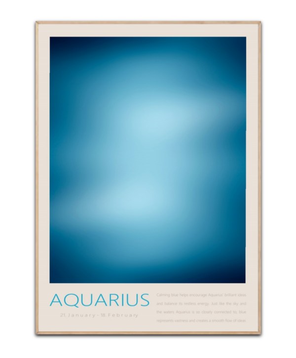 Stjernetegn Vandmand blå, 50x70 cm Plakat