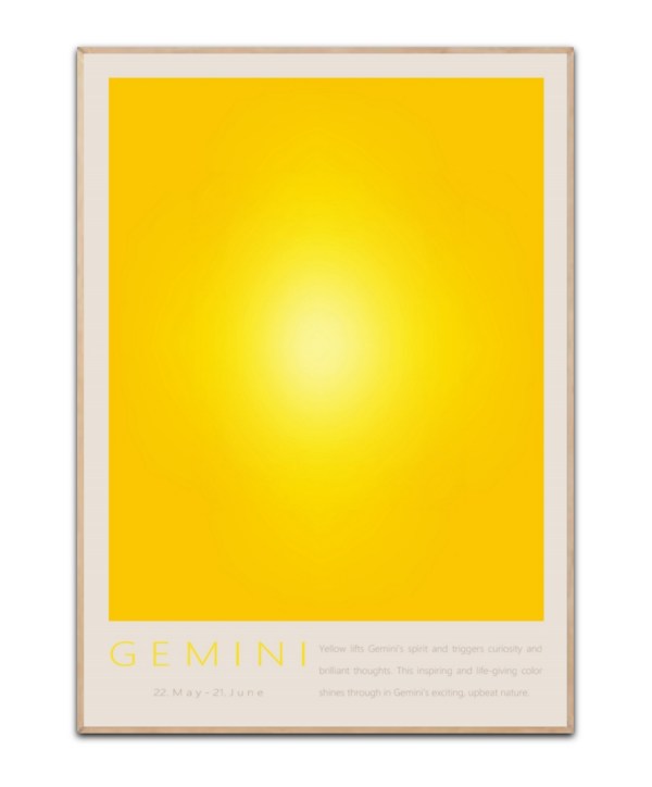 Stjernetegn Tvillingen gul, 50x70 cm Plakat
