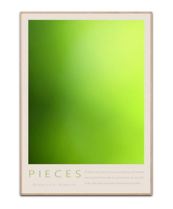 Stjernetegn Fisken Lys grøn, 50x70 cm Plakat