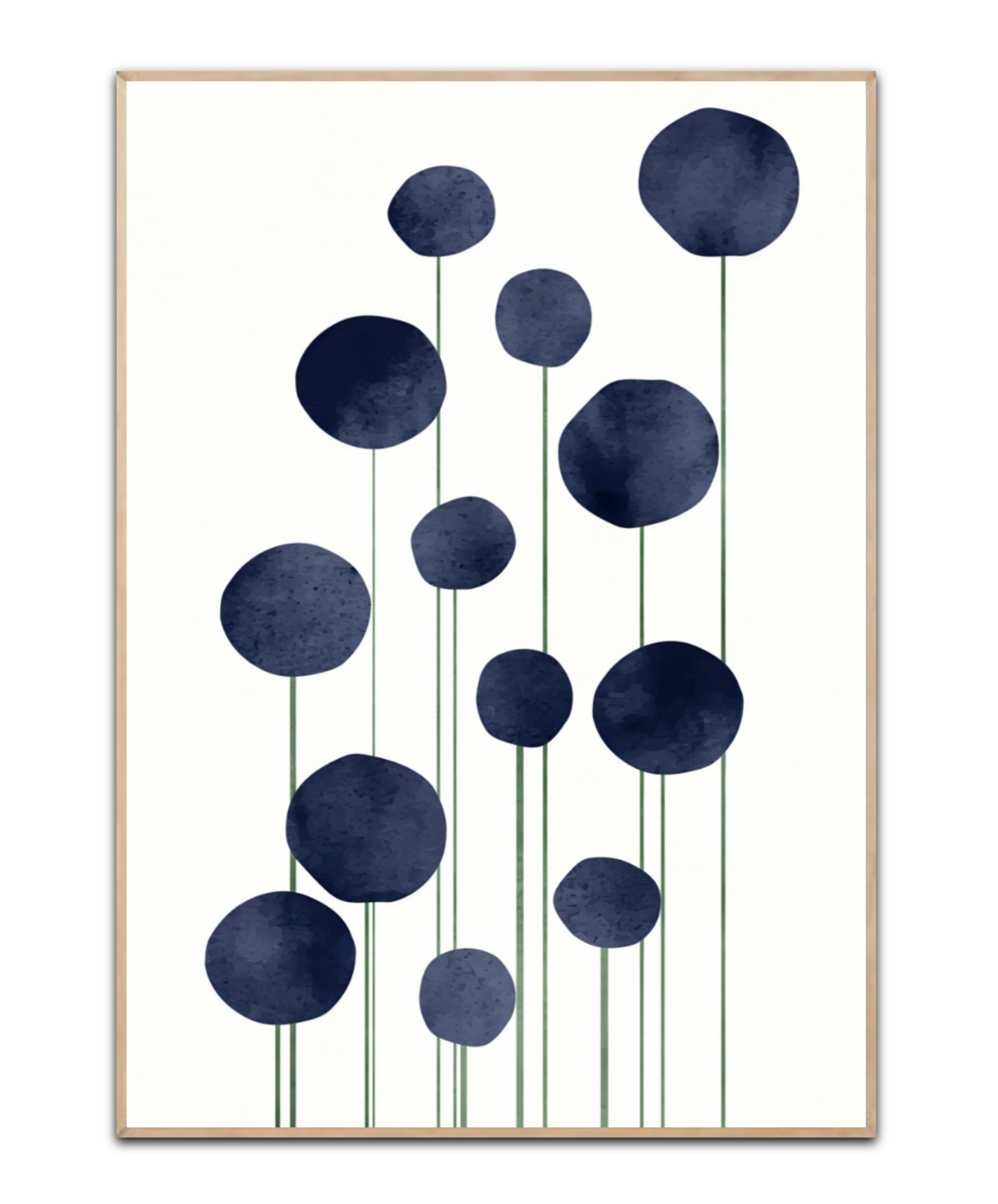 Blue Watercolor flowers, A3 Plakat