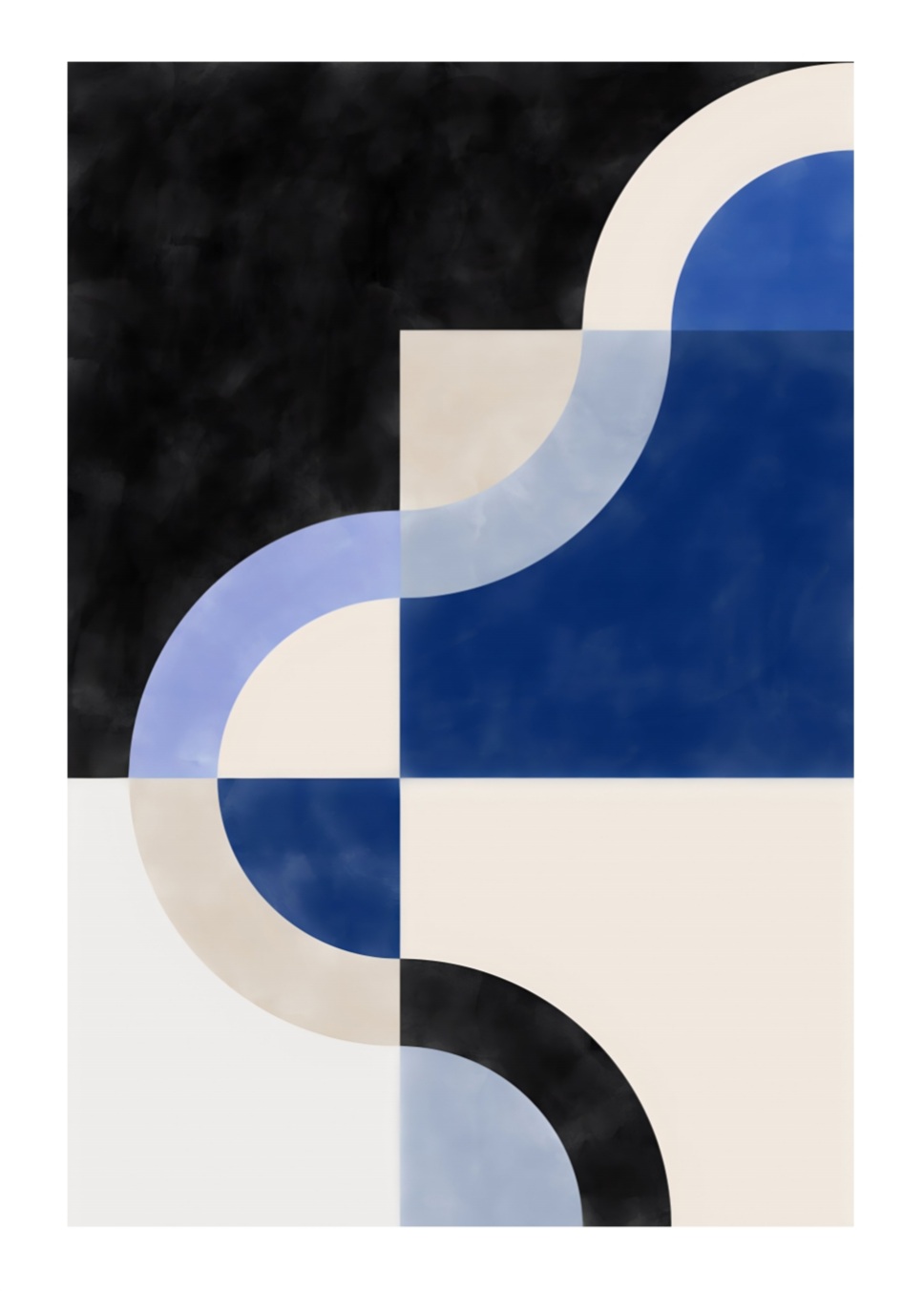 Blue abstract pattern No.1, 50x70 cm Plakat - Billede 2
