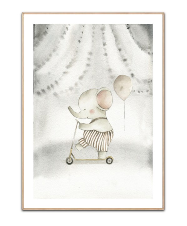 Elephant Scooter, A3 30 x 42 cm plakat