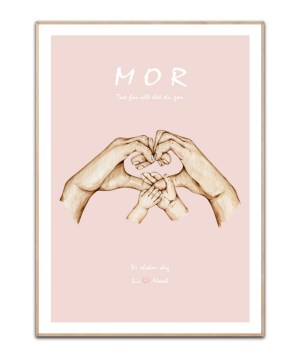 Mor Hjerte og 2 børn, valgfri navne og tekst