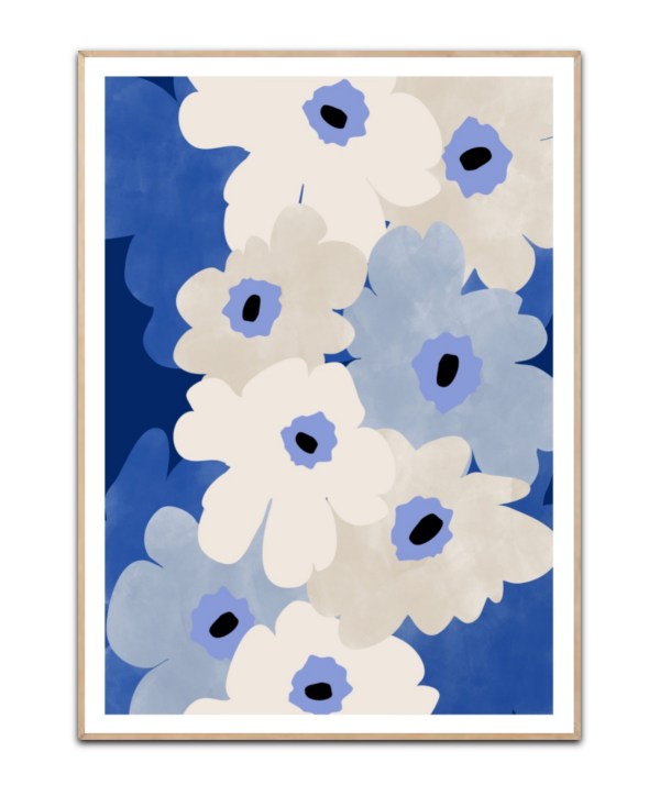 Blue mix Flowers, A3 plakat
