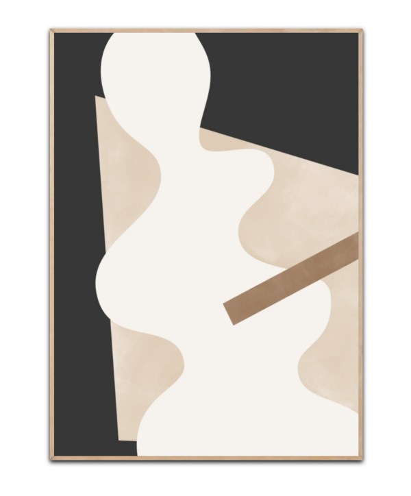 Beige Graphic Curves Art, A3 plakat