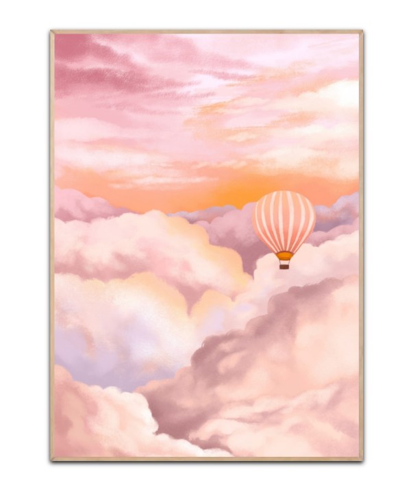 Ballon in pink sky, A4 plakat
