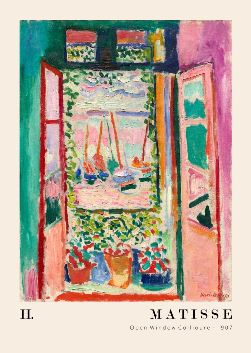 H. Matisse - Open Window Collioure 1907, A3 plakat - Billede 2