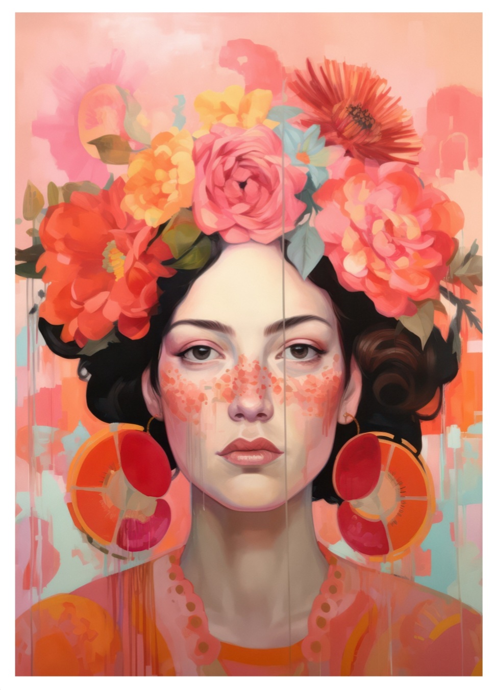 Flowers and orange, A3 plakat - Billede 2