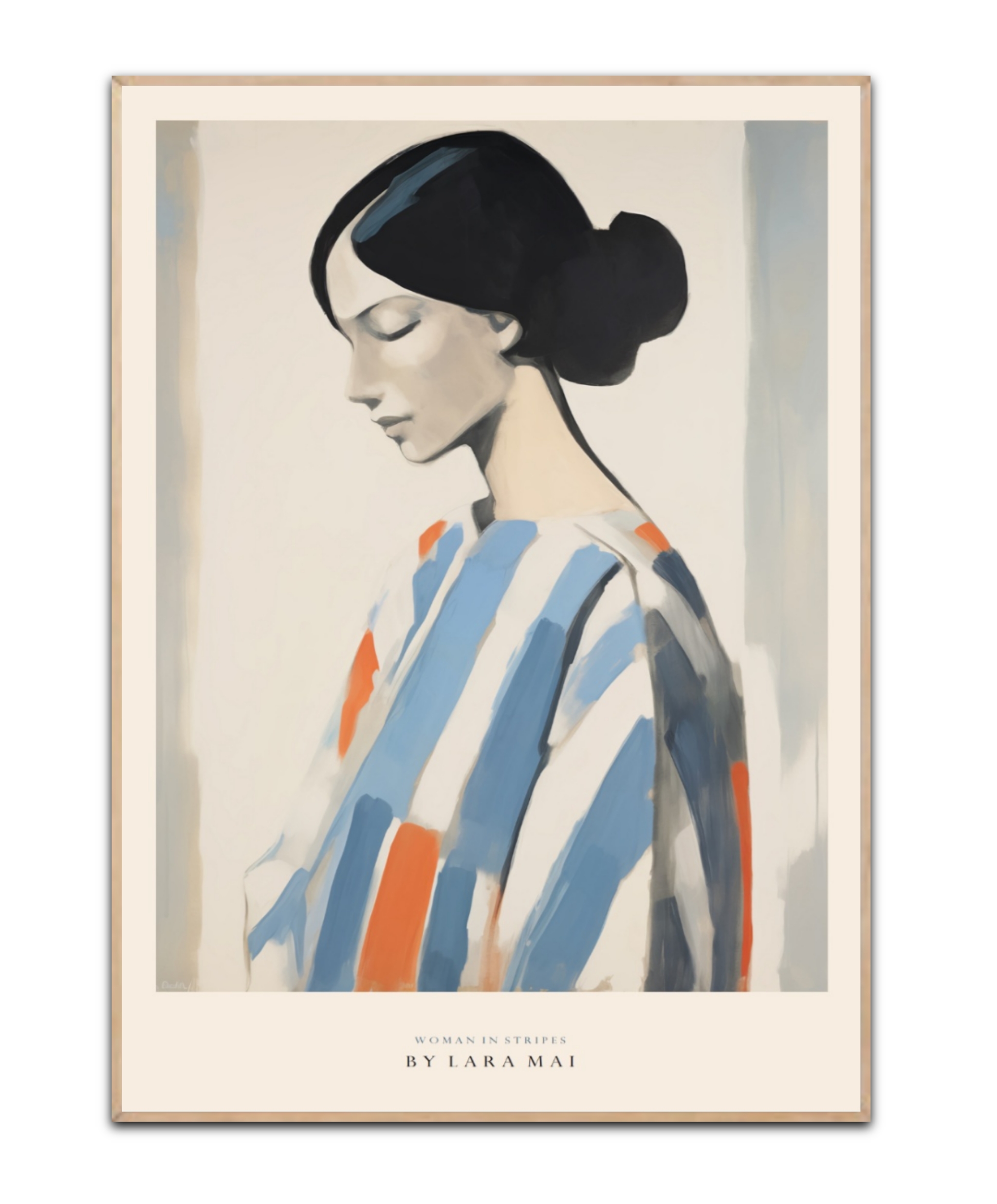 Woman in stripes - Lara Mai, 50x70 cm plakat - Ideal poster, image size:2048x2472