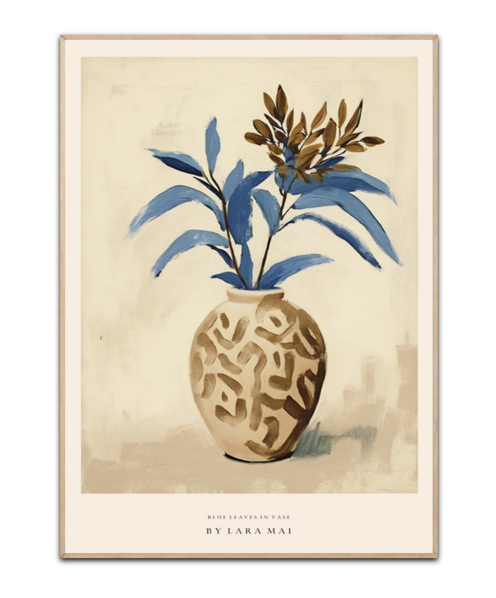 Blue Leaves Vase - Lara Mai, 50x70 cm plakat