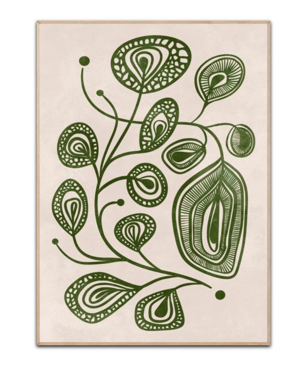 Green abstract leaves, A4 plakat