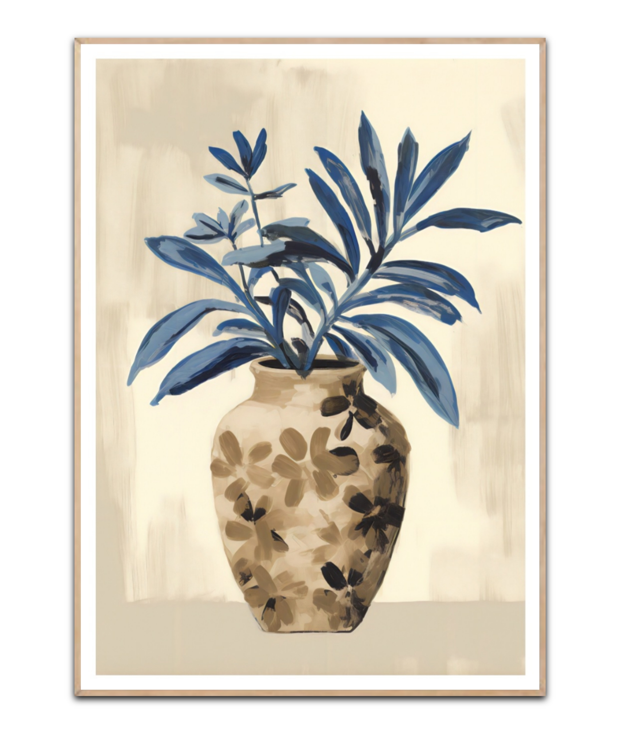 Blue Leaves Vase - Lara Mai, A4 plakat
