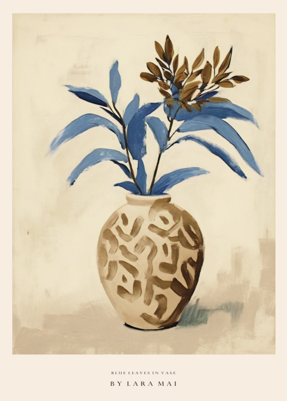 Blue Leaves Vase - Lara Mai, 50x70 cm plakat - Billede 2