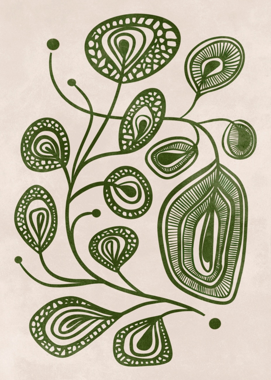 Green abstract leaves, A4 plakat - Billede 2