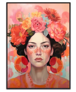 Orange and Flowers - Canvas Print