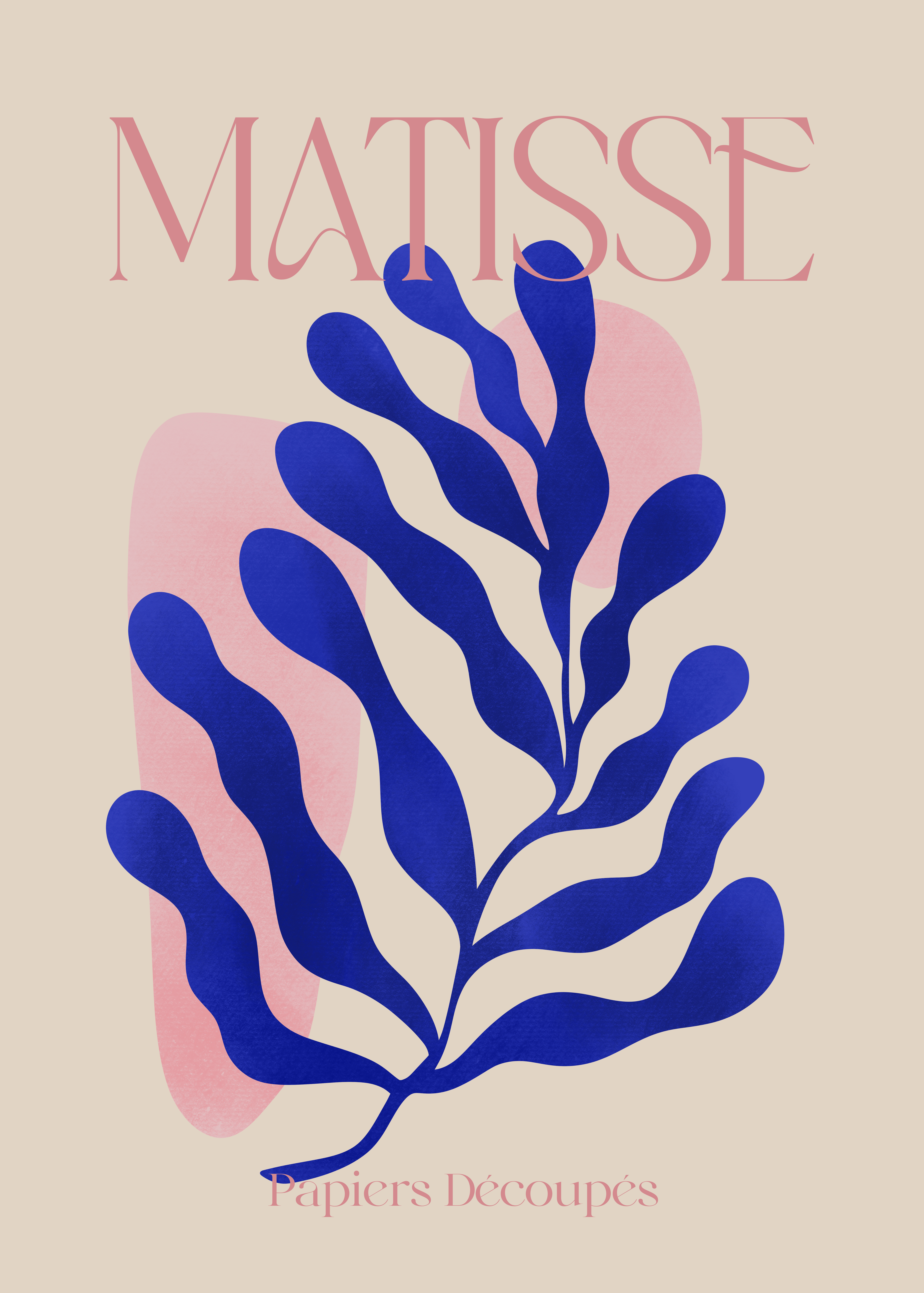 Matisse - Papiers découpés Blå/rose, 50x70 cm plakat - Billede 2